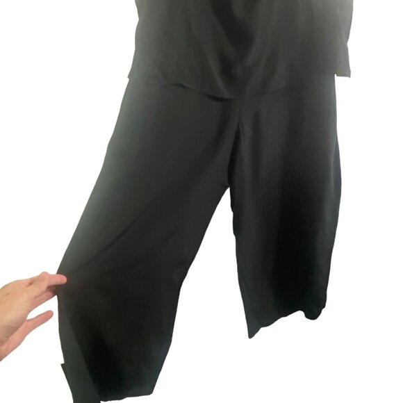 THEORY Women 100% Silk Dinnlean Mosaic Jumpsuit Sleeveless Sz 10 Black 68-10 - Picture 7 of 15